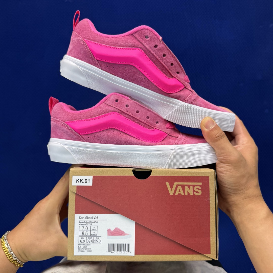 虎扑版！Vans Knu-Skool 低帮 KK01纯原级别外贸订单！万斯经典 硫化翻毛皮板鞋 粗宽立体