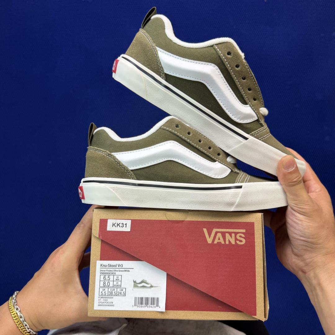 虎扑版！Vans Knu-Skool 低帮 KK31纯原级别外贸订单！万斯经典 硫化翻毛皮板鞋 粗宽立体