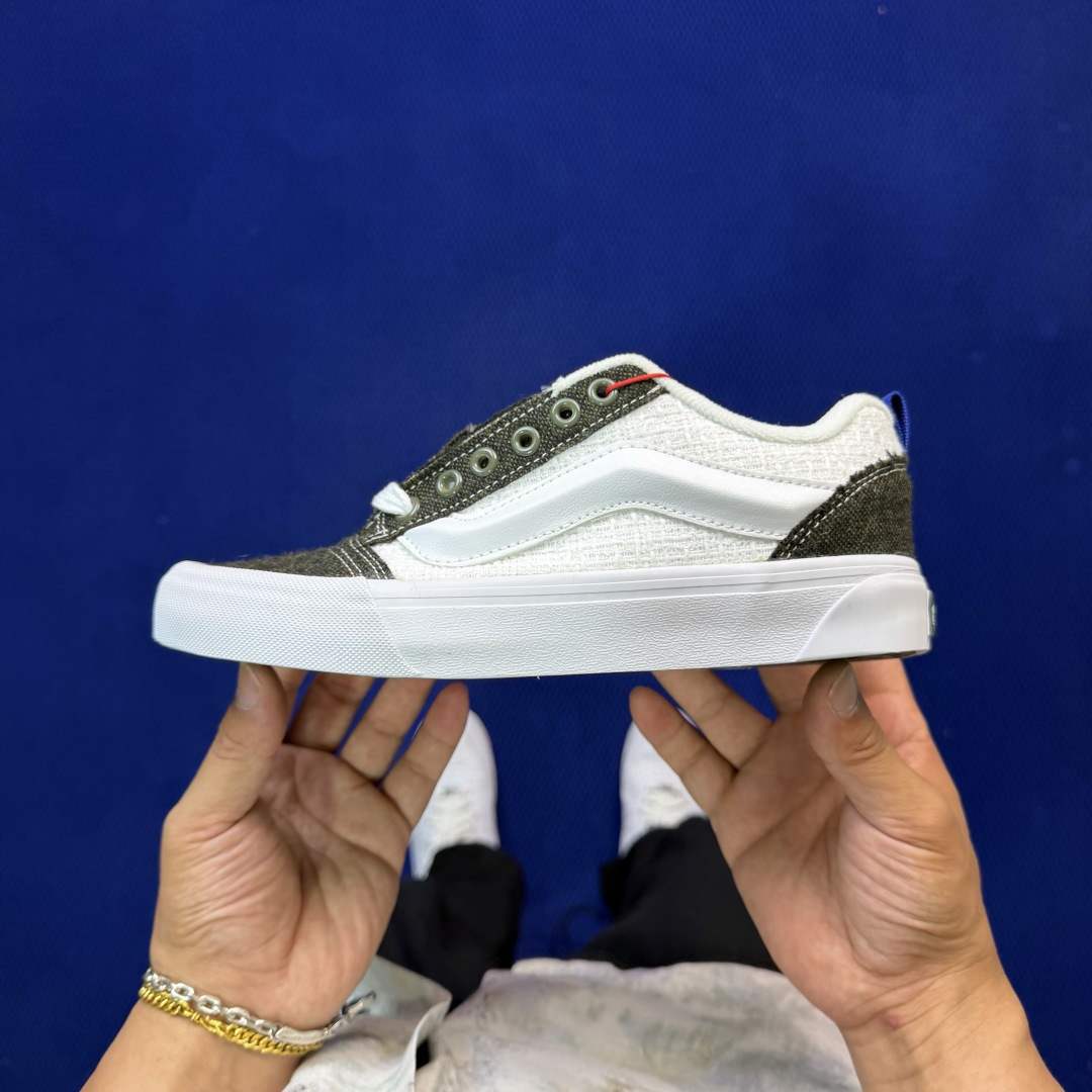 虎扑版！Vans Knu-Skool 低帮 KK22纯原级别外贸订单！万斯经典 硫化翻毛皮板鞋 粗宽立体