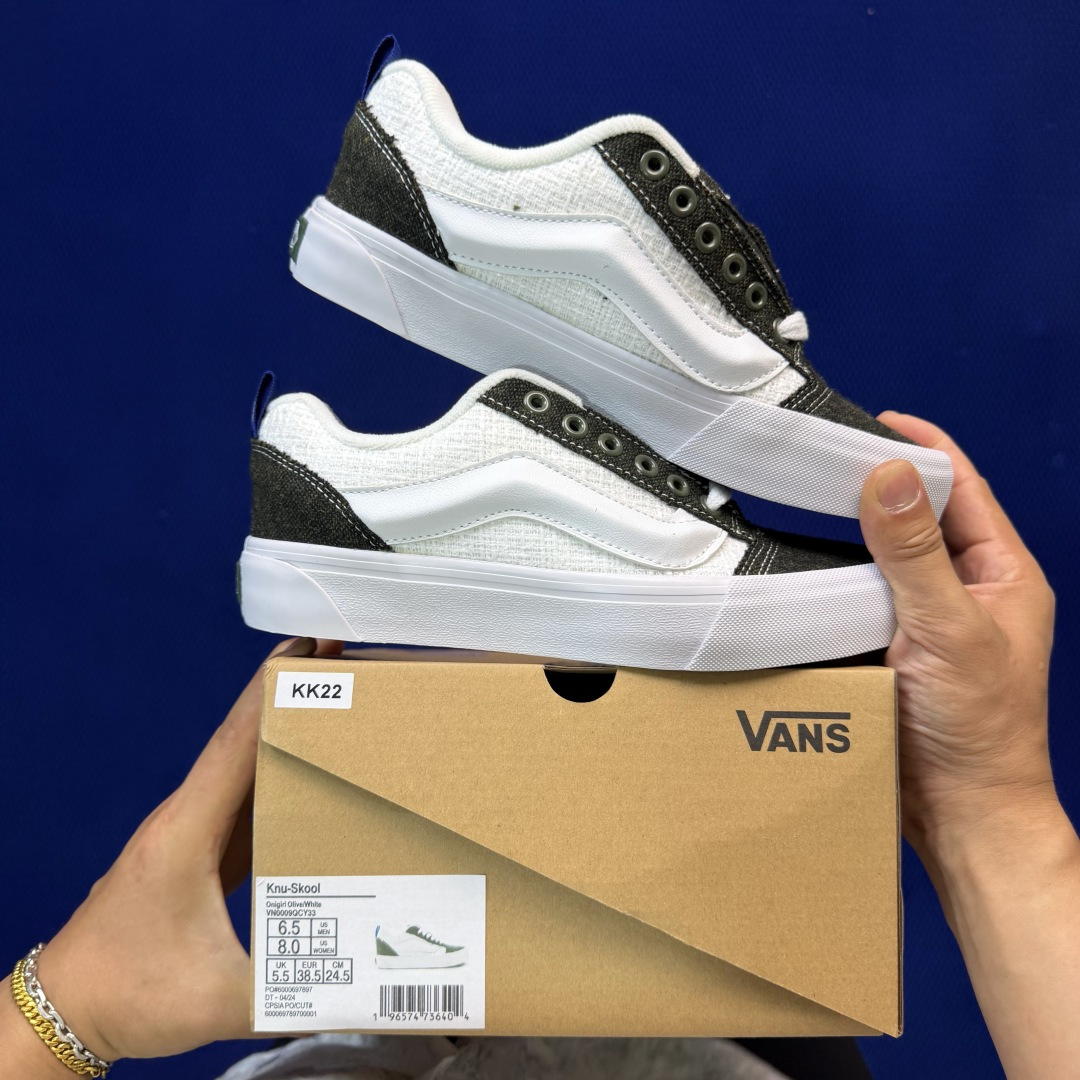 虎扑版！Vans Knu-Skool 低帮 KK22纯原级别外贸订单！万斯经典 硫化翻毛皮板鞋 粗宽立体