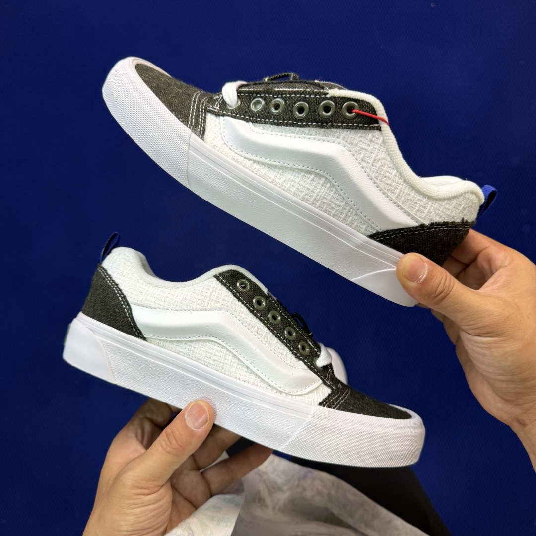 虎扑版！Vans Knu-Skool 低帮 KK22纯原级别外贸订单！万斯经典 硫化翻毛皮板鞋 粗宽立体