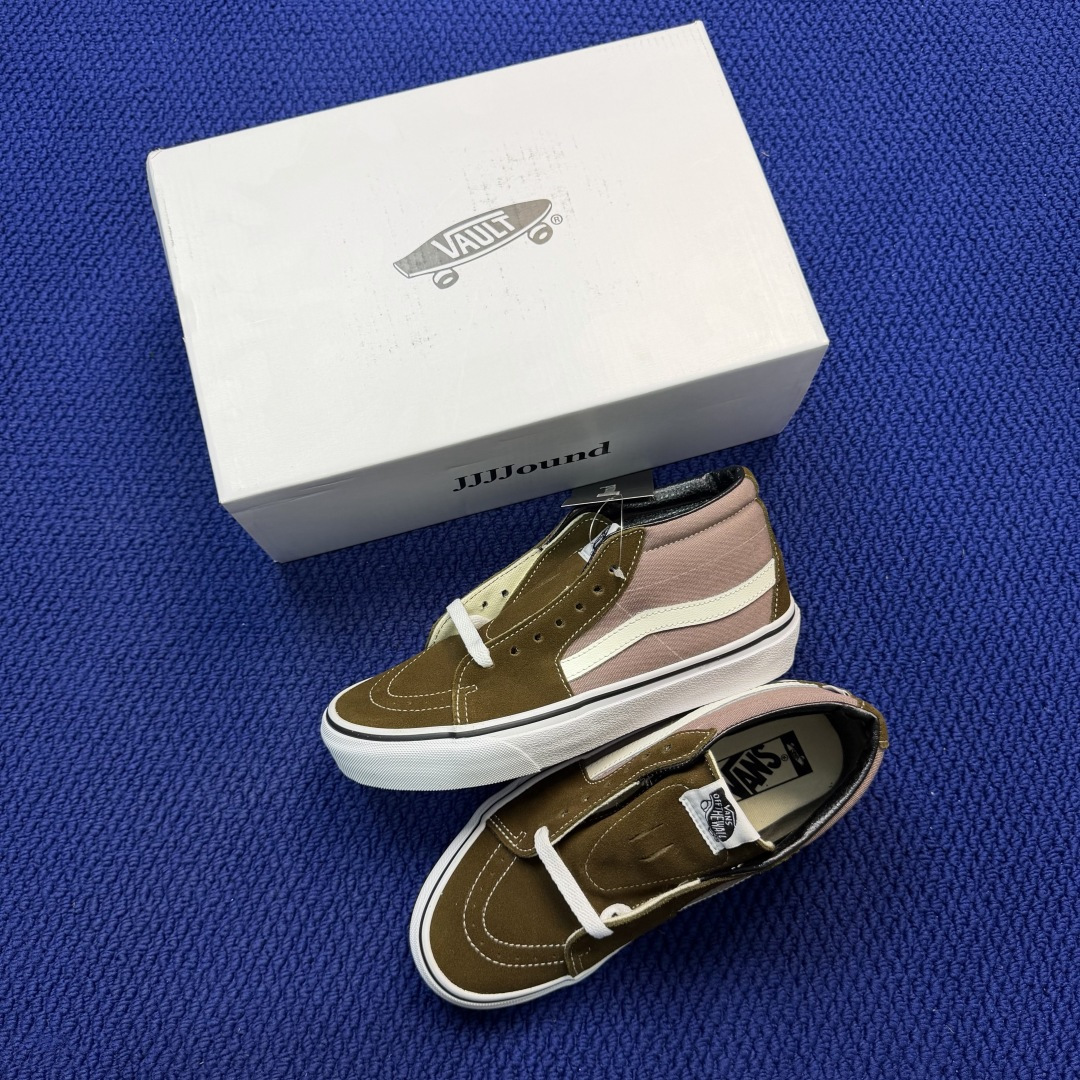 虎扑版！Vans Sk8-Mid 中帮 K53V棕色纯原级别外贸订单！万斯经典 硫化帆布板鞋正品海鸥线 