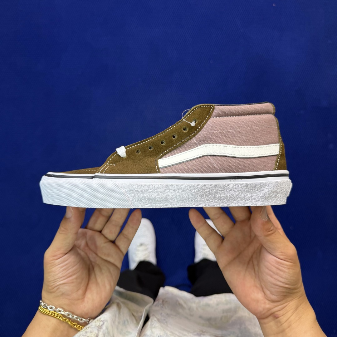 虎扑版！Vans Sk8-Mid 中帮 K53V棕色纯原级别外贸订单！万斯经典 硫化帆布板鞋正品海鸥线 