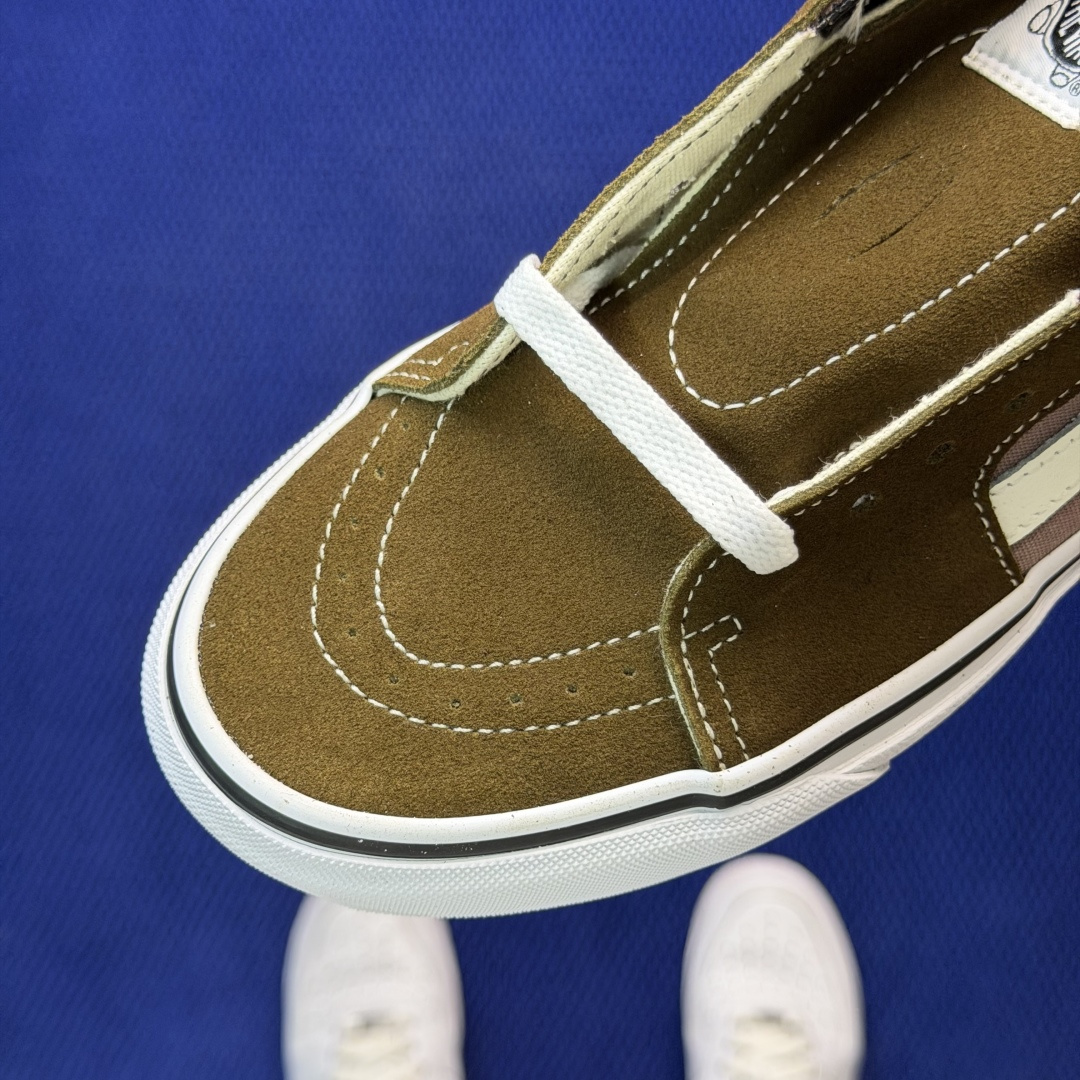 虎扑版！Vans Sk8-Mid 中帮 K53V棕色纯原级别外贸订单！万斯经典 硫化帆布板鞋正品海鸥线 