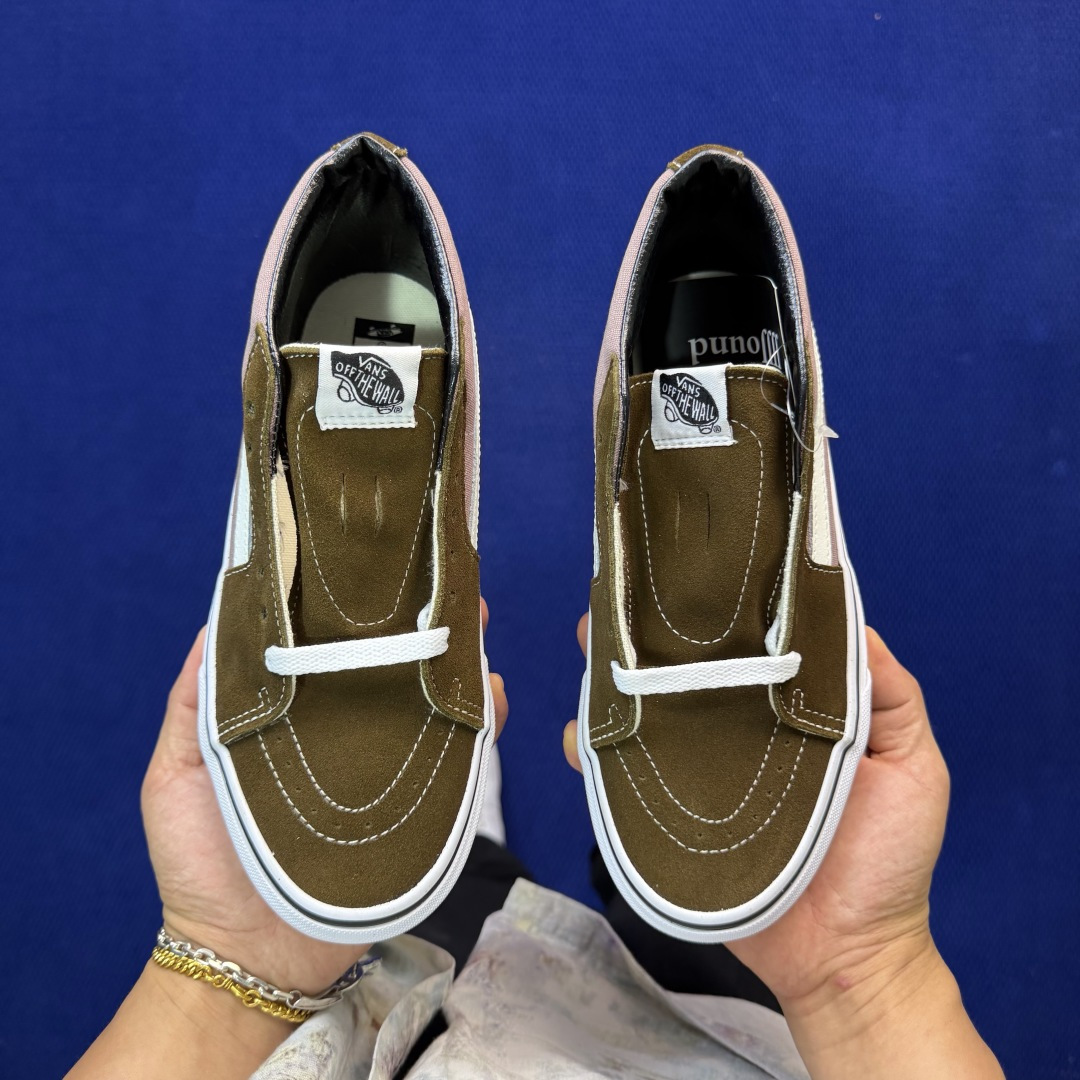 虎扑版！Vans Sk8-Mid 中帮 K53V棕色纯原级别外贸订单！万斯经典 硫化帆布板鞋正品海鸥线 