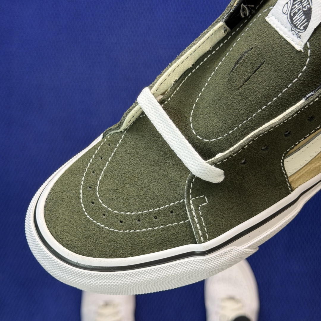 虎扑版！Vans Sk8-Mid 中帮 K40V军绿纯原级别外贸订单！万斯经典 硫化帆布板鞋正品海鸥线 