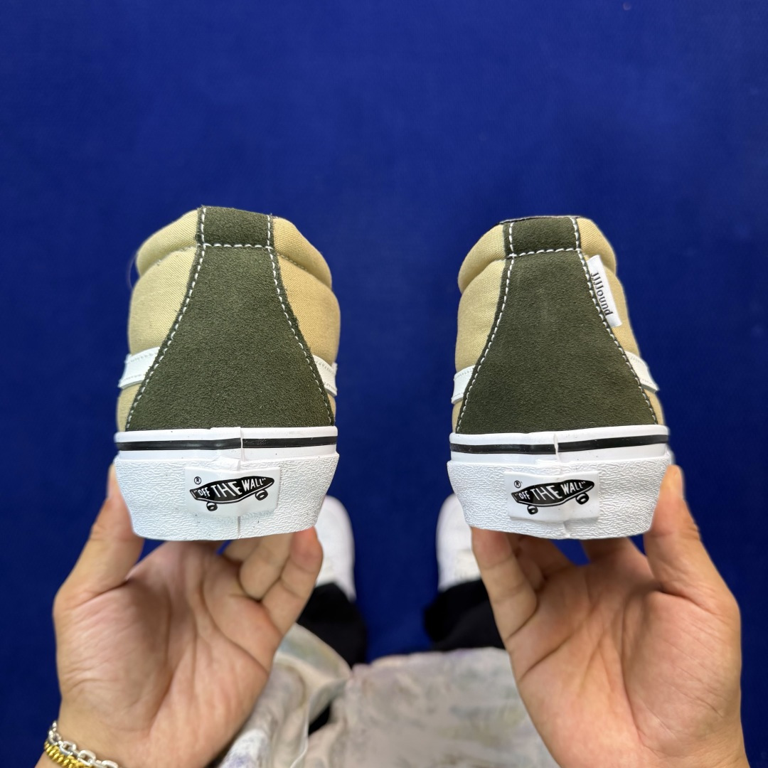 虎扑版！Vans Sk8-Mid 中帮 K40V军绿纯原级别外贸订单！万斯经典 硫化帆布板鞋正品海鸥线 