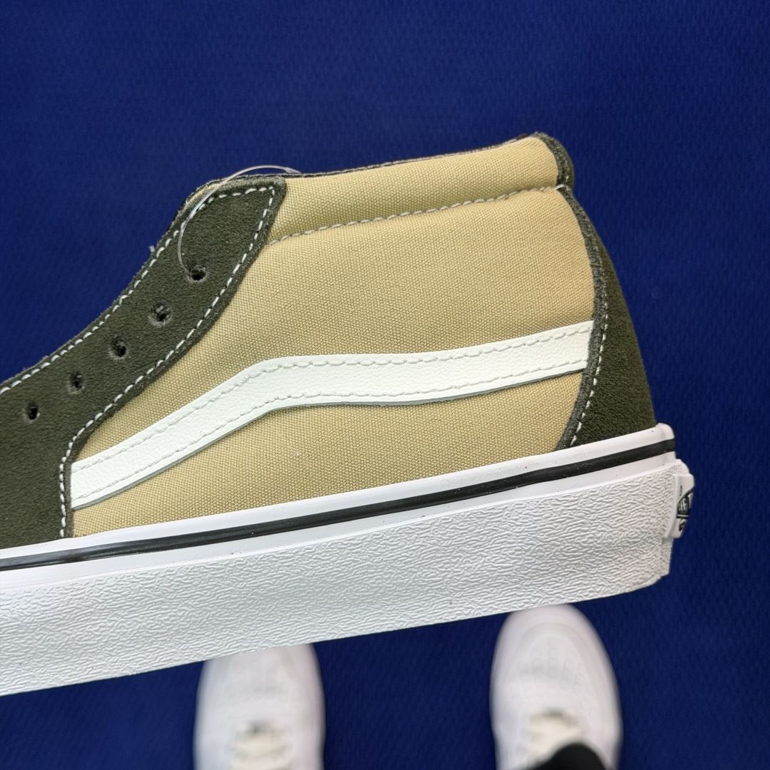 虎扑版！Vans Sk8-Mid 中帮 K40V军绿纯原级别外贸订单！万斯经典 硫化帆布板鞋正品海鸥线 