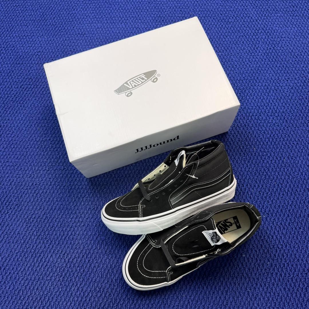 虎扑版！Vans Sk8-Mid 中帮 K52V黑色纯原级别外贸订单！万斯经典 硫化帆布板鞋正品海鸥线 
