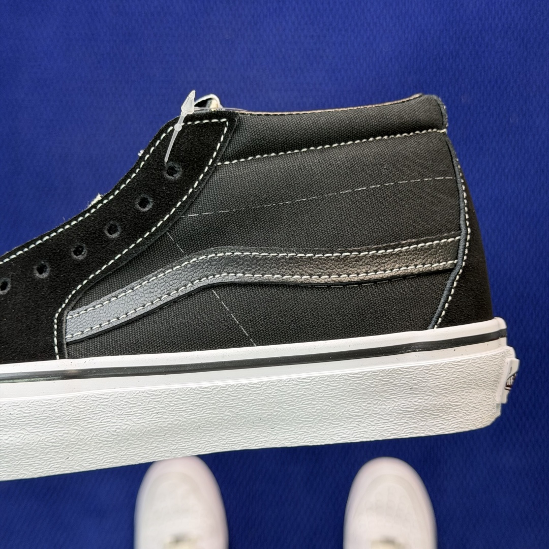 虎扑版！Vans Sk8-Mid 中帮 K52V黑色纯原级别外贸订单！万斯经典 硫化帆布板鞋正品海鸥线 