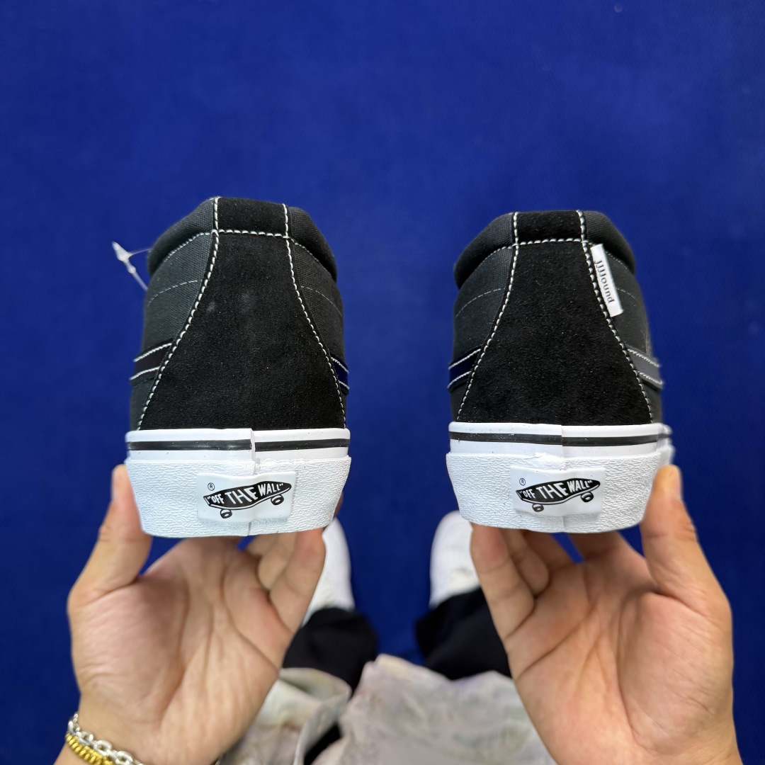 虎扑版！Vans Sk8-Mid 中帮 K52V黑色纯原级别外贸订单！万斯经典 硫化帆布板鞋正品海鸥线 