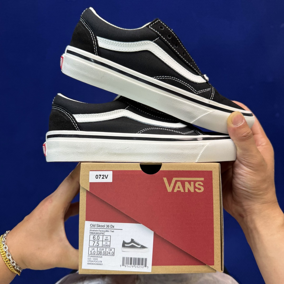 虎扑版！Vans Old Skool 低帮 072V纯原级别外贸订单！万斯经典 硫化帆布板鞋正品海鸥线 