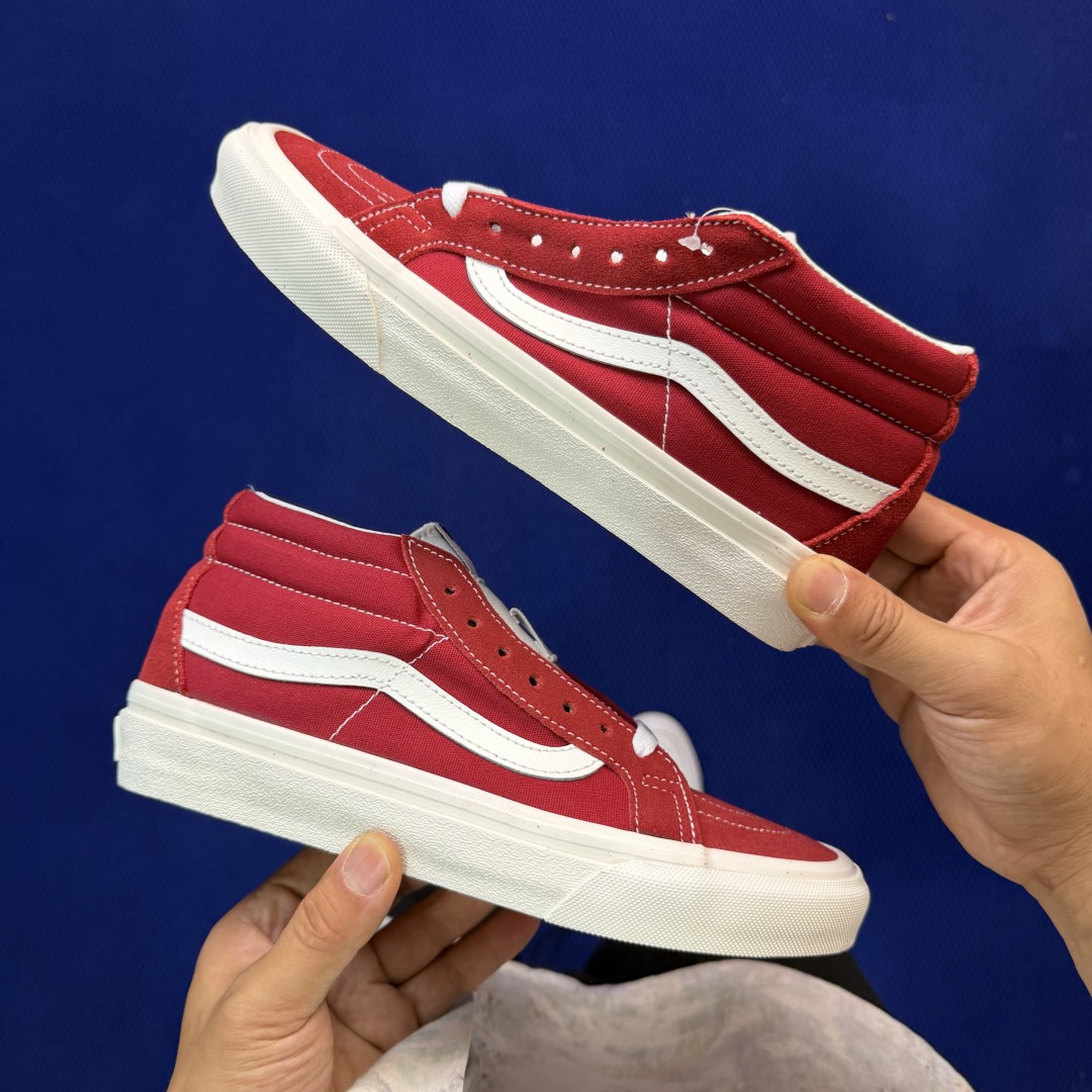 虎扑版！Vans Sk8-Mid 中帮 022V纯原级别外贸订单！万斯经典 硫化帆布板鞋正品海鸥线 鞋头