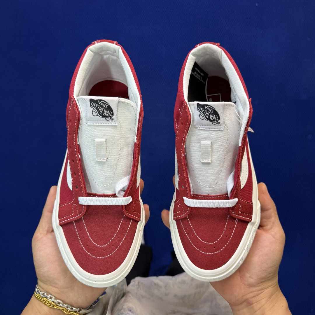 虎扑版！Vans Sk8-Mid 中帮 022V纯原级别外贸订单！万斯经典 硫化帆布板鞋正品海鸥线 鞋头