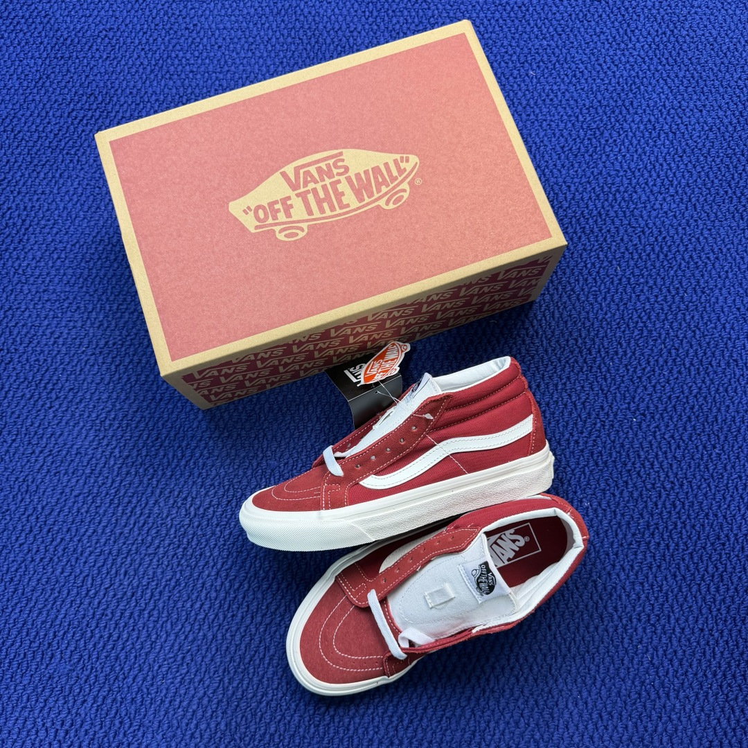 虎扑版！Vans Sk8-Mid 中帮 022V纯原级别外贸订单！万斯经典 硫化帆布板鞋正品海鸥线 鞋头