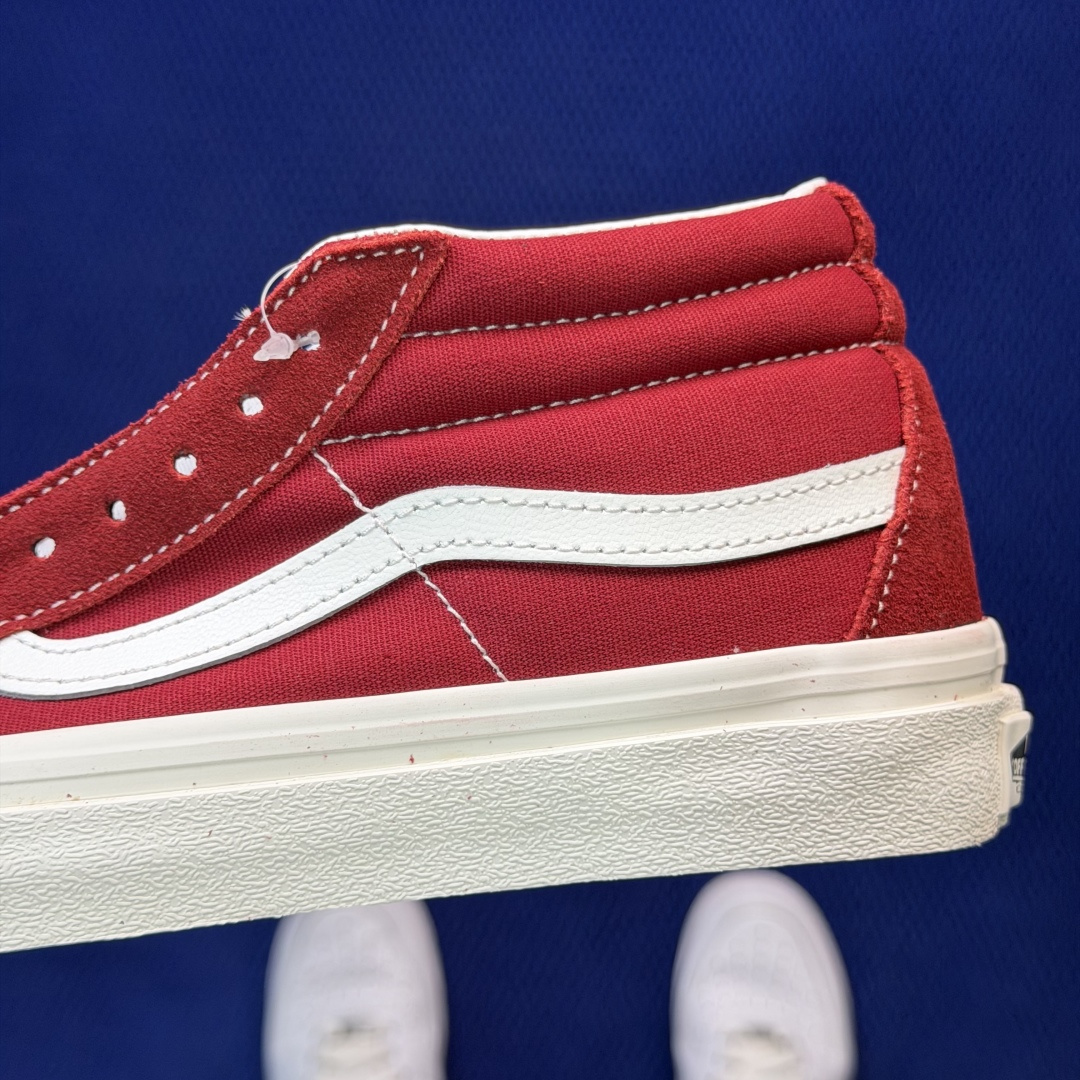 虎扑版！Vans Sk8-Mid 中帮 022V纯原级别外贸订单！万斯经典 硫化帆布板鞋正品海鸥线 鞋头