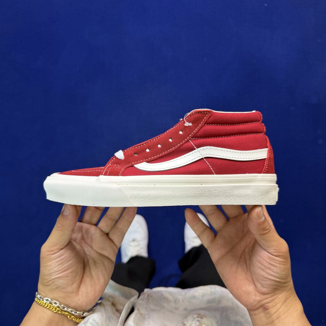 虎扑版！Vans Sk8-Mid 中帮 022V纯原级别外贸订单！万斯经典 硫化帆布板鞋正品海鸥线 鞋头