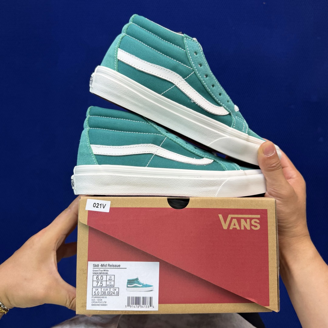 虎扑版！Vans Sk8-Mid 中帮 021V纯原级别外贸订单！万斯经典 硫化帆布板鞋正品海鸥线 鞋头