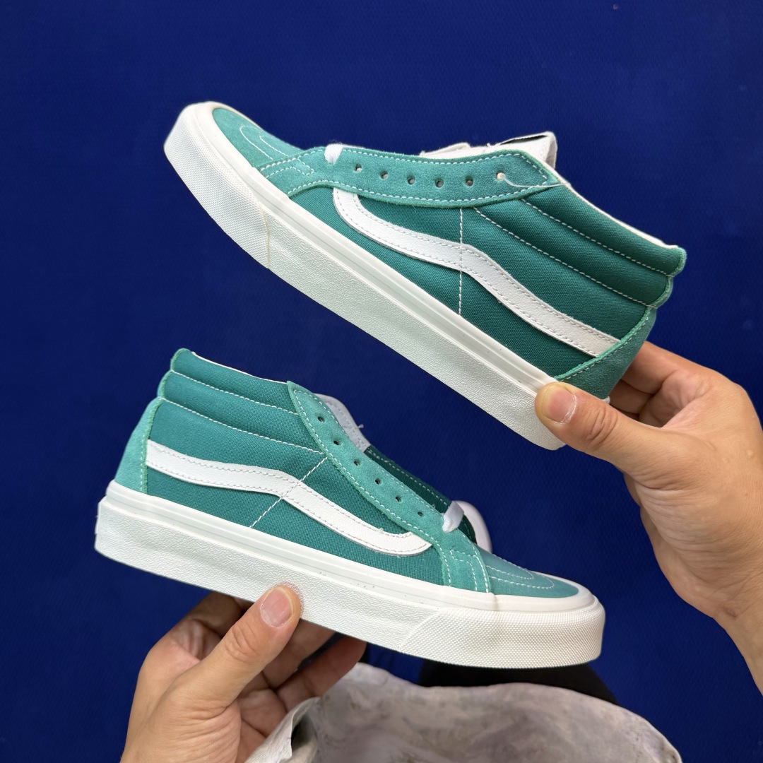 虎扑版！Vans Sk8-Mid 中帮 021V纯原级别外贸订单！万斯经典 硫化帆布板鞋正品海鸥线 鞋头