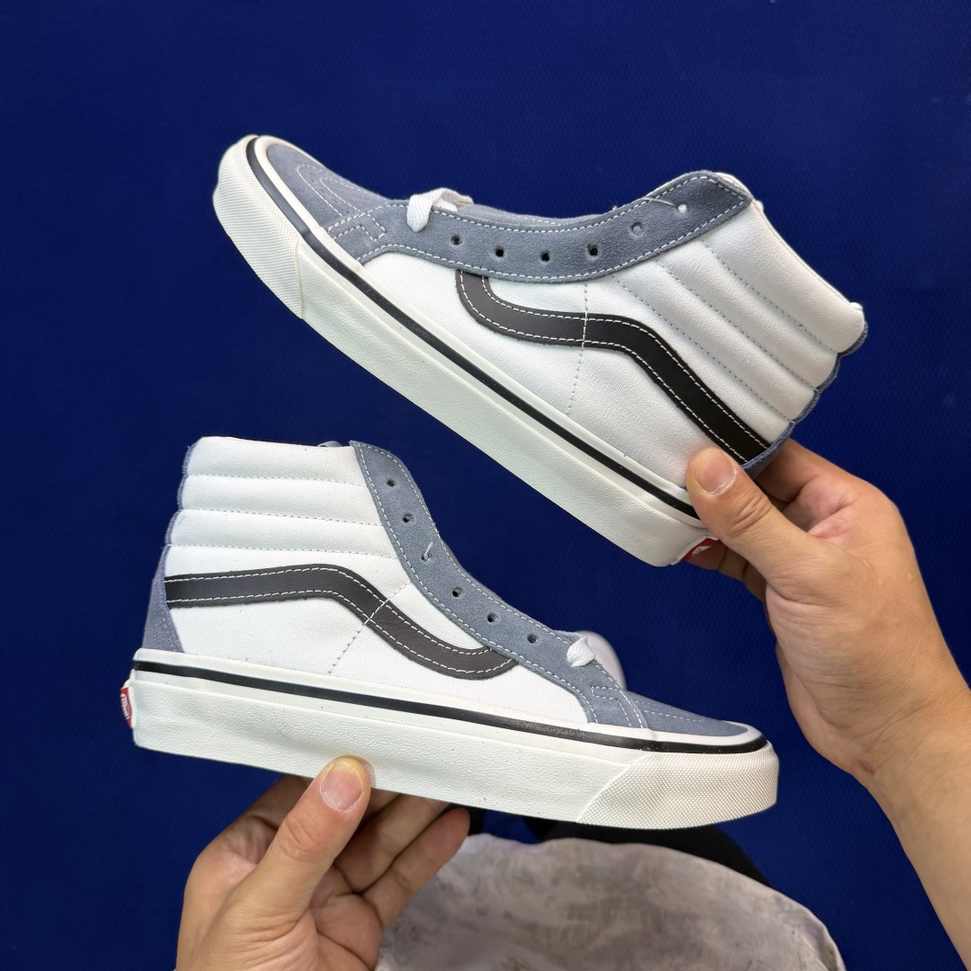 虎扑版！Vans Sk8-Hi 高帮 032V纯原级别外贸订单！万斯经典 硫化帆布板鞋正品海鸥线 鞋头包