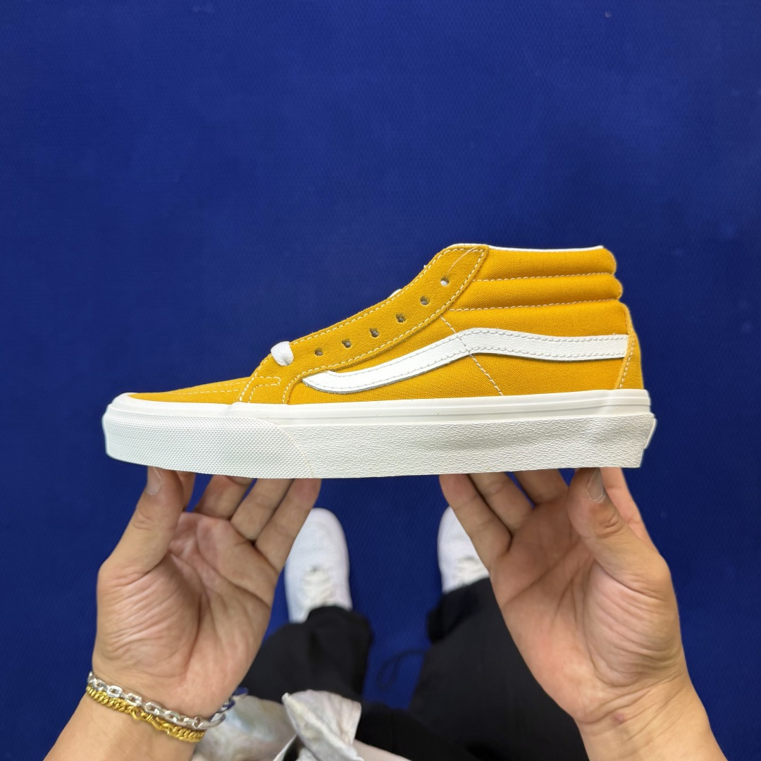 虎扑版！Vans Sk8-Mid 中帮 020V纯原级别外贸订单！万斯经典 硫化帆布板鞋正品海鸥线 鞋头
