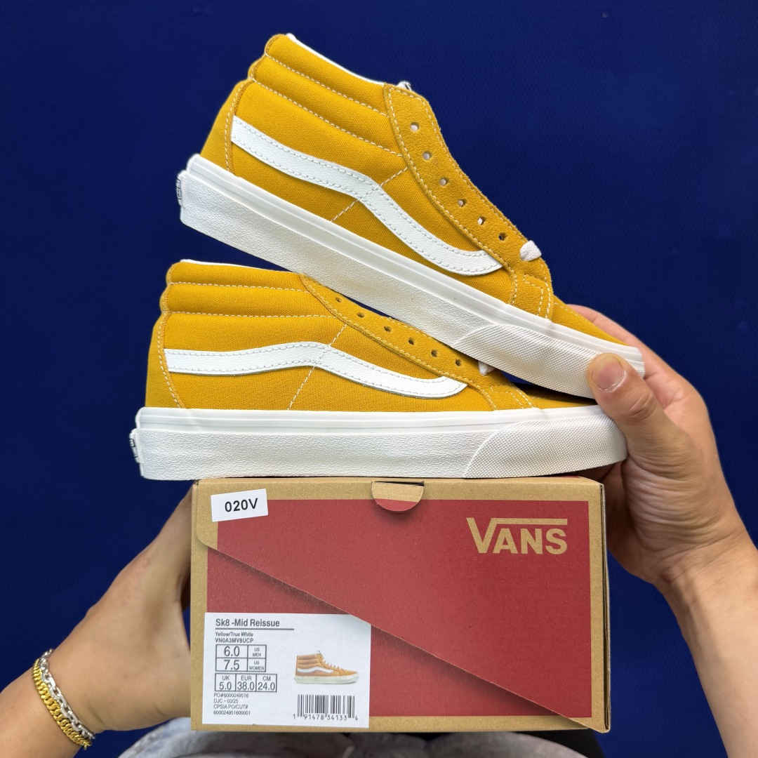 虎扑版！Vans Sk8-Mid 中帮 020V纯原级别外贸订单！万斯经典 硫化帆布板鞋正品海鸥线 鞋头