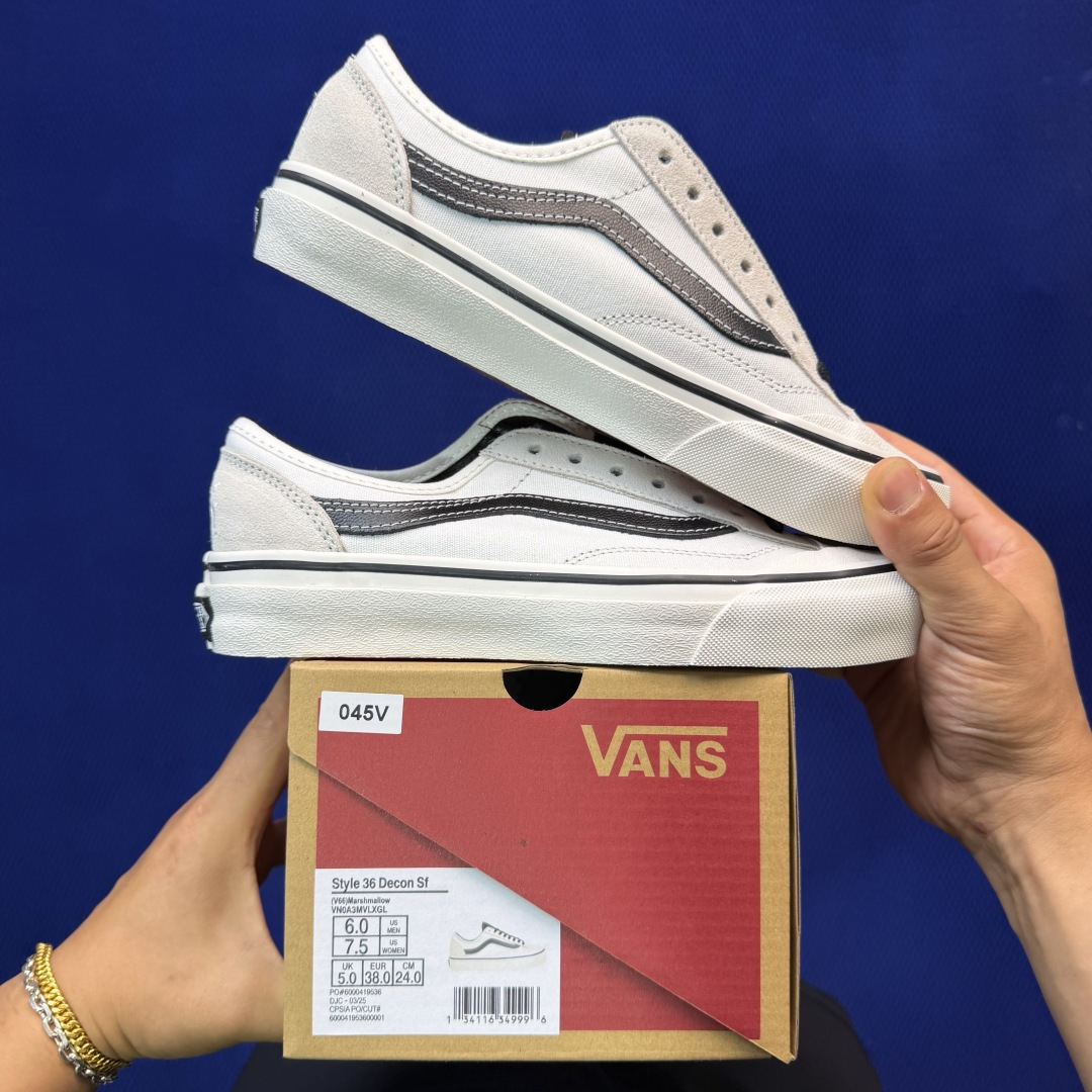 虎扑版！Vans Style 36 低帮 045V纯原级别外贸订单！万斯经典 硫化帆布板鞋正品海鸥线 鞋