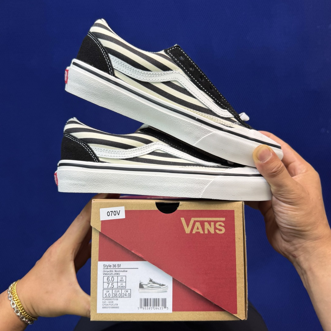虎扑版！Vans Style 36 低帮 070V纯原级别外贸订单！万斯经典 硫化帆布板鞋正品海鸥线 鞋