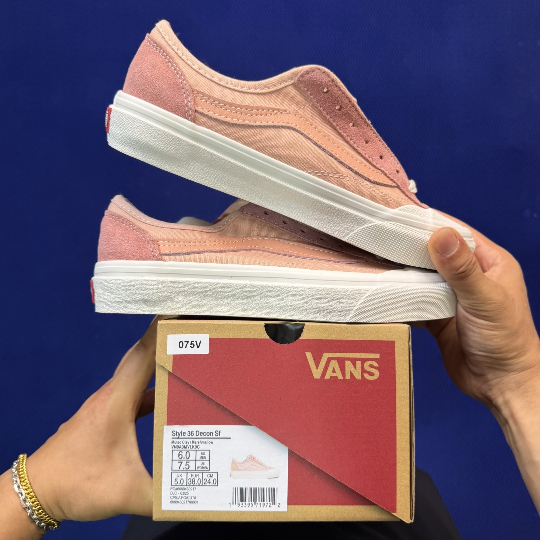 虎扑版！Vans Style 36 低帮 075V纯原级别外贸订单！万斯经典 硫化帆布板鞋正品海鸥线 鞋