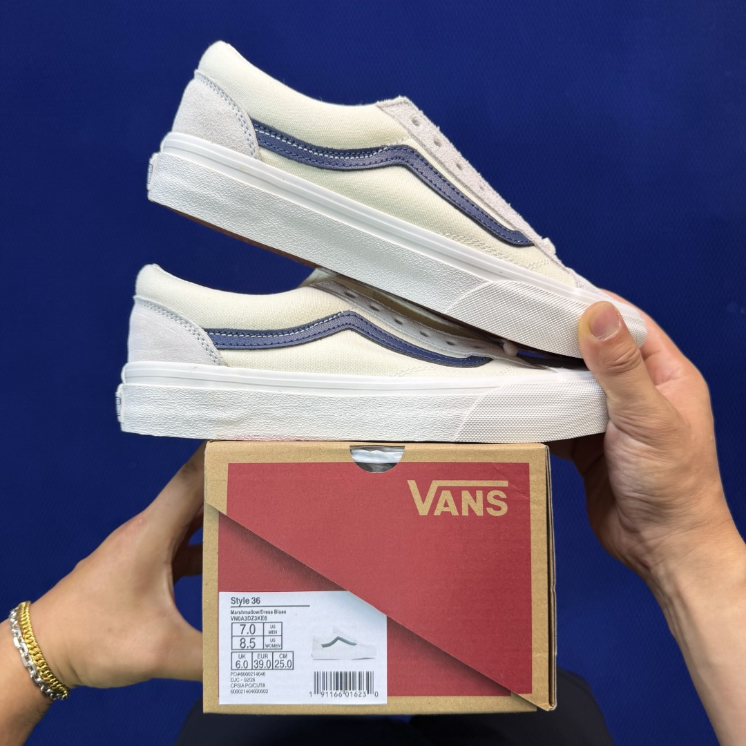 虎扑版！Vans Style 36 低帮 006V纯原级别外贸订单！万斯经典 硫化帆布板鞋正品海鸥线 鞋