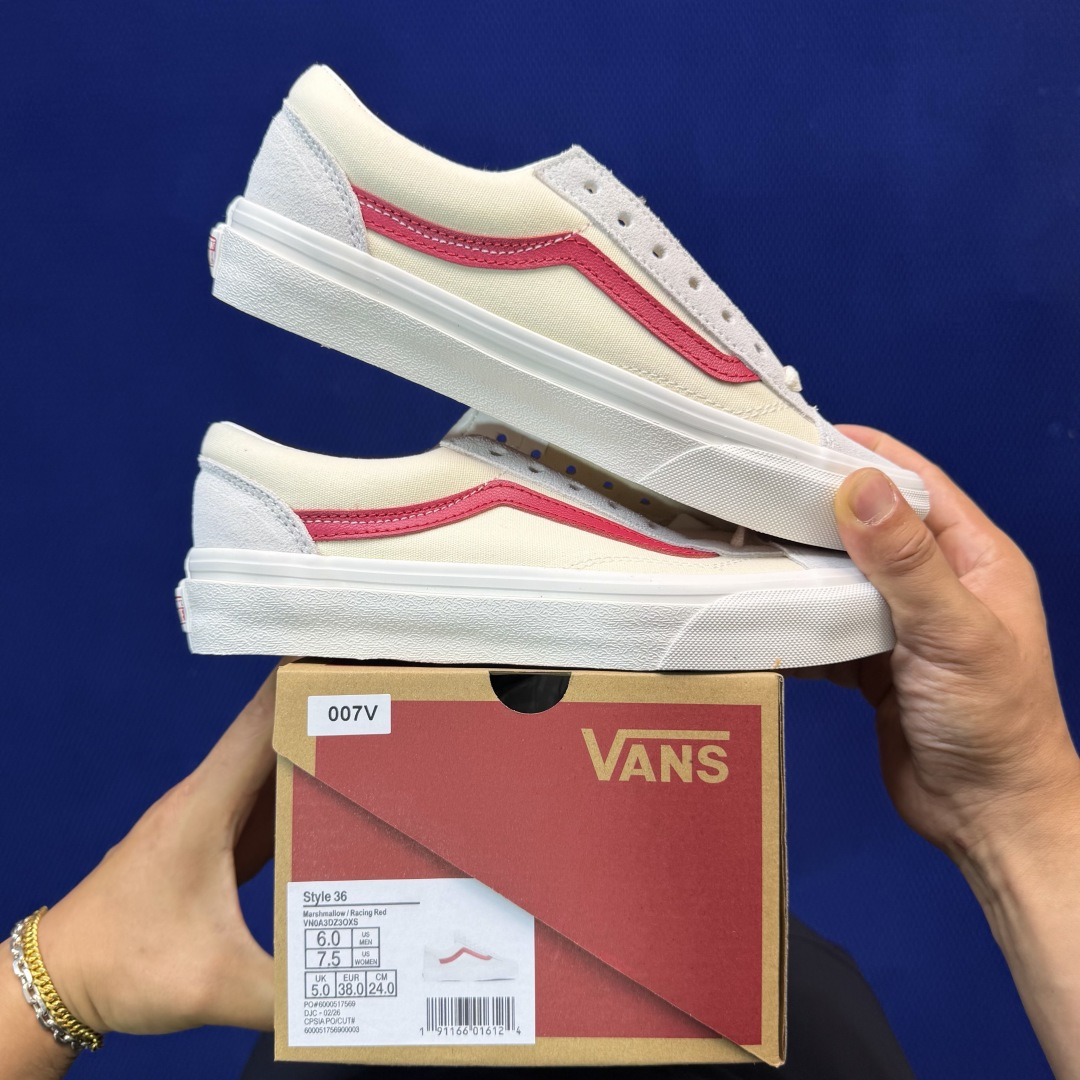虎扑版！Vans Style 36 低帮 007V纯原级别外贸订单！万斯经典 硫化帆布板鞋正品海鸥线 鞋