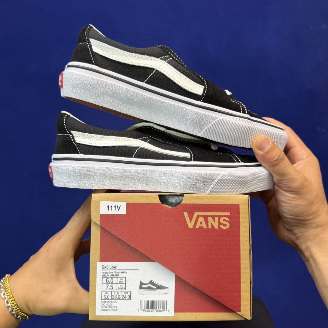 虎扑版！Vans Sk8-Low 低帮 111V纯原级别外贸订单！万斯经典 硫化帆布板鞋正品海鸥线 鞋头