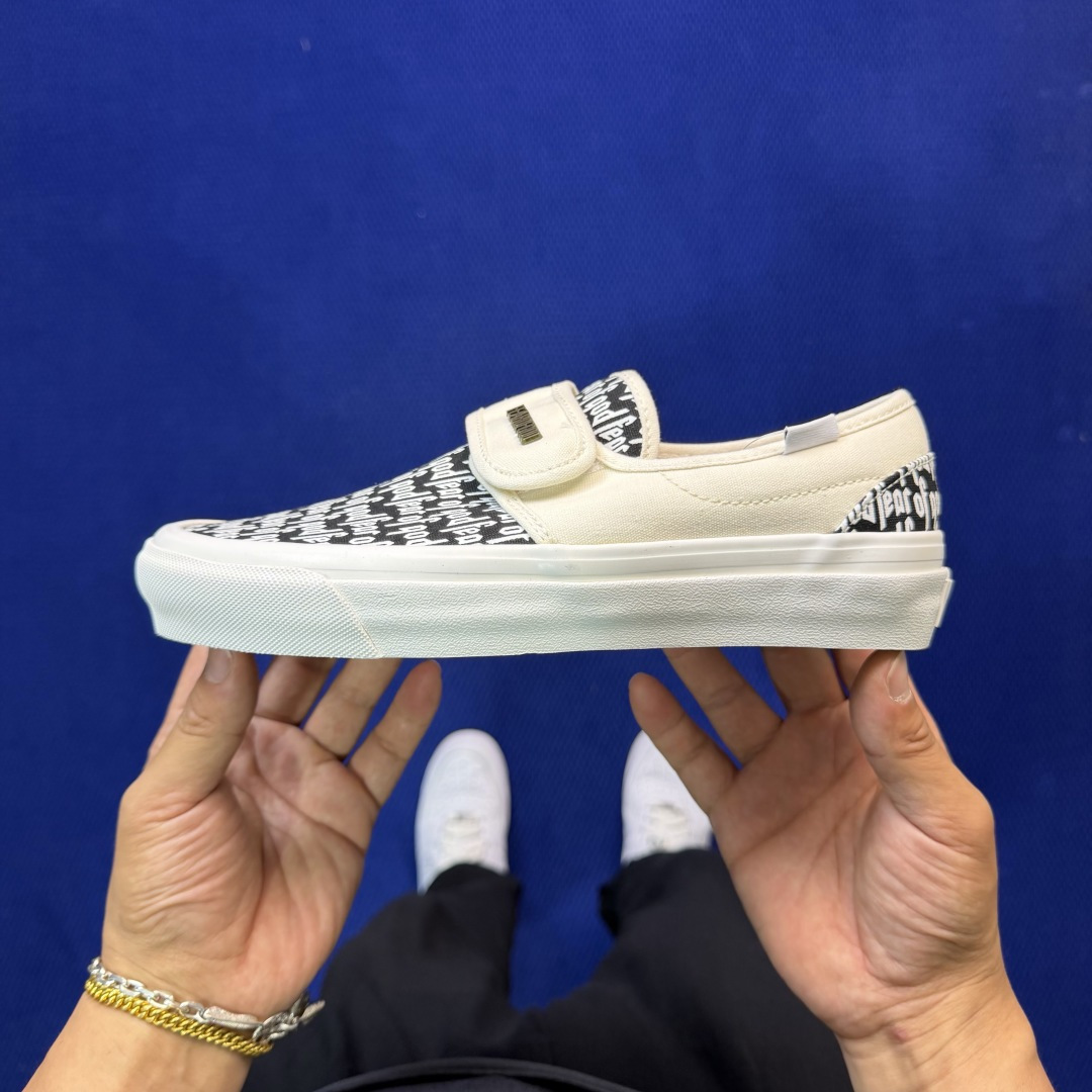 虎扑版！Vans Slip-On 绑带低帮 151VFOG联名米白纯原级别外贸订单！万斯经典 硫化帆布板