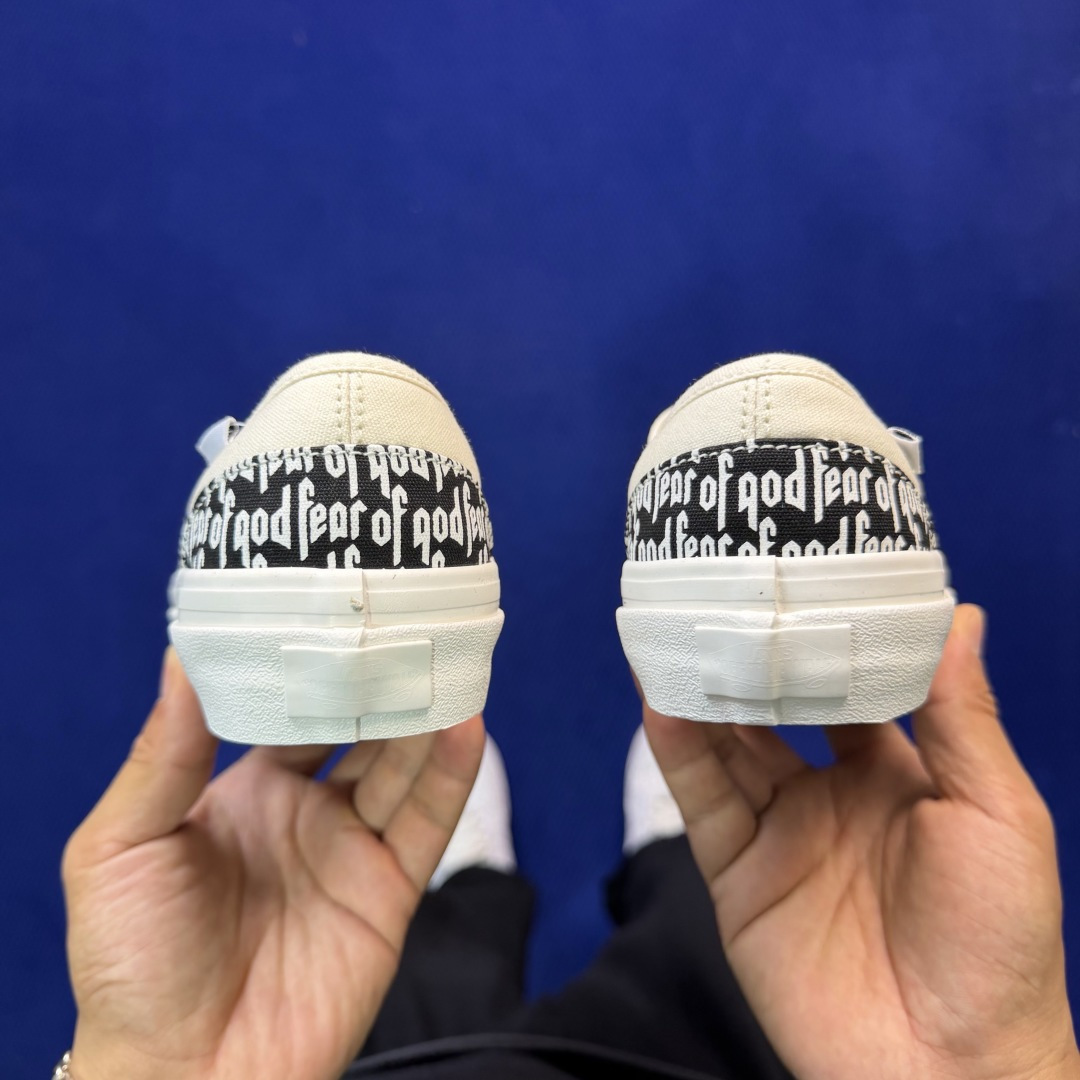 虎扑版！Vans Slip-On 绑带低帮 151VFOG联名米白纯原级别外贸订单！万斯经典 硫化帆布板