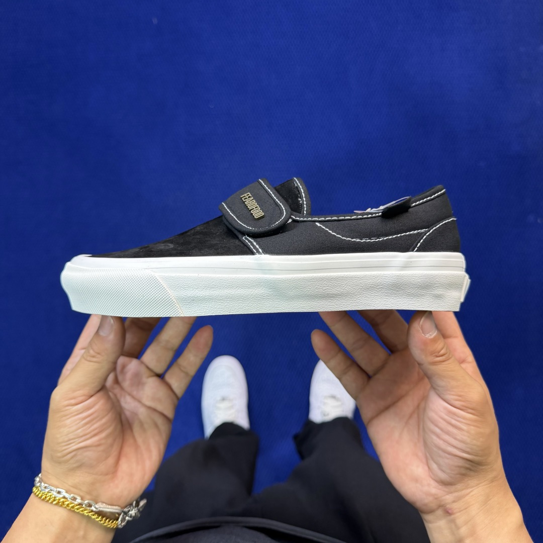 虎扑版！Vans Slip-On 绑带低帮 147VFOG联名米白纯原级别外贸订单！万斯经典 硫化帆布板