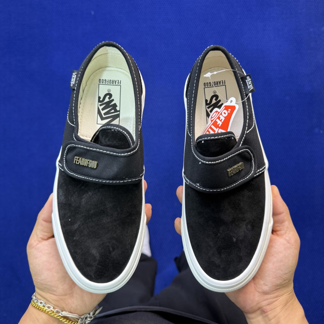 虎扑版！Vans Slip-On 绑带低帮 147VFOG联名米白纯原级别外贸订单！万斯经典 硫化帆布板