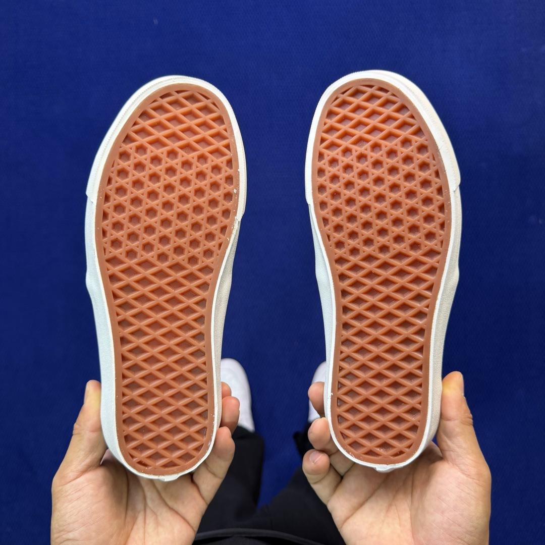 虎扑版！Vans Slip-On 绑带低帮 147VFOG联名米白纯原级别外贸订单！万斯经典 硫化帆布板