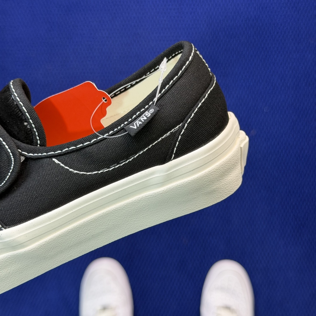 虎扑版！Vans Slip-On 绑带低帮 147VFOG联名米白纯原级别外贸订单！万斯经典 硫化帆布板