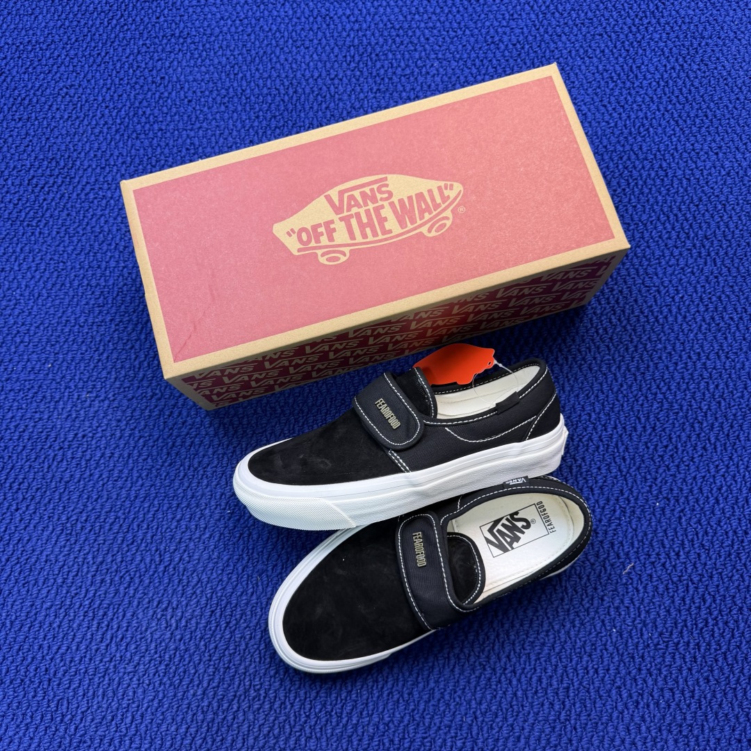 虎扑版！Vans Slip-On 绑带低帮 147VFOG联名米白纯原级别外贸订单！万斯经典 硫化帆布板