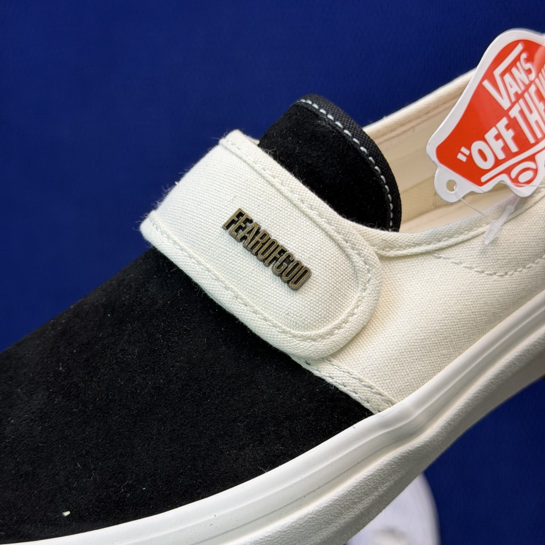 虎扑版！Vans Slip-On 绑带低帮 146VFOG联名米白纯原级别外贸订单！万斯经典 硫化帆布板