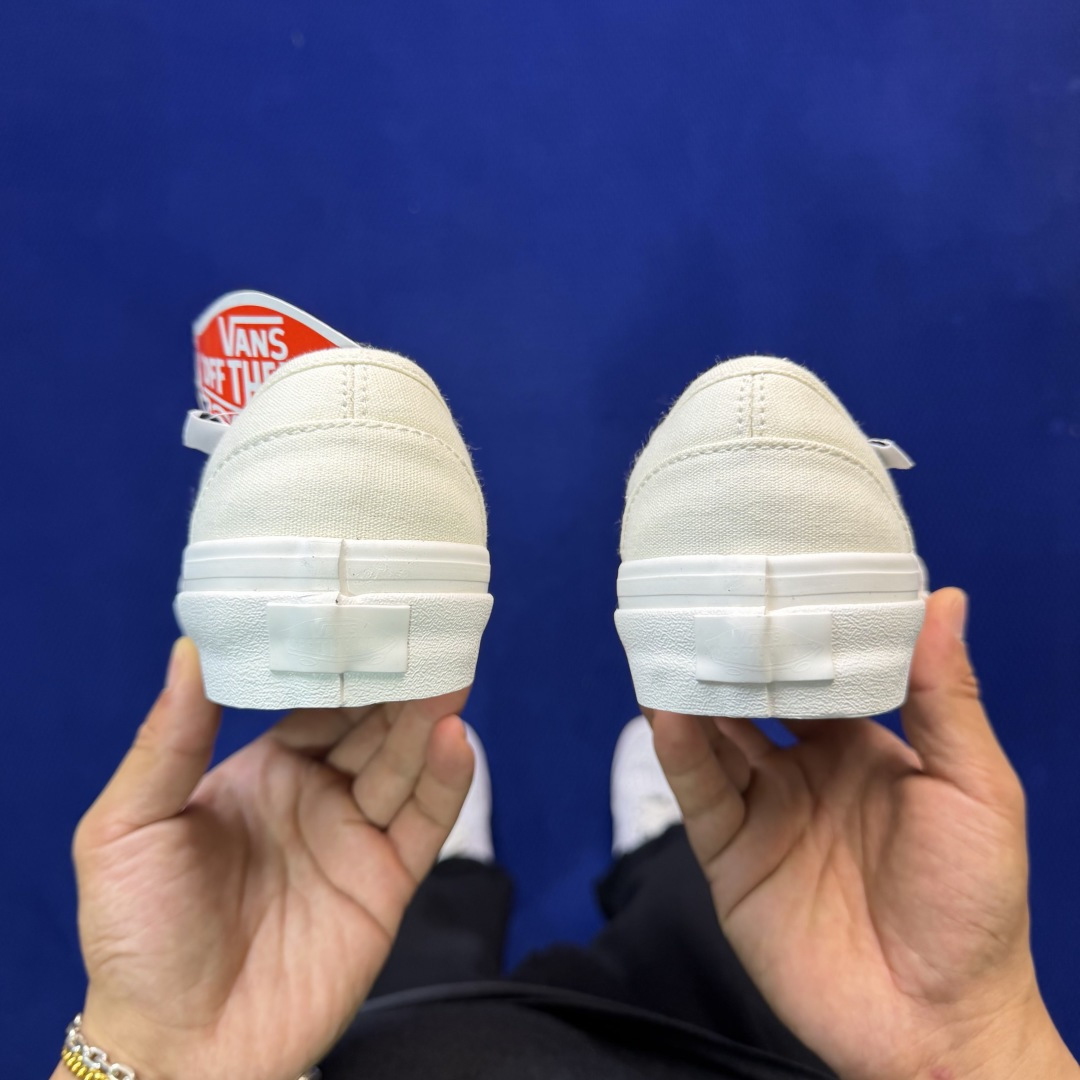 虎扑版！Vans Slip-On 绑带低帮 146VFOG联名米白纯原级别外贸订单！万斯经典 硫化帆布板