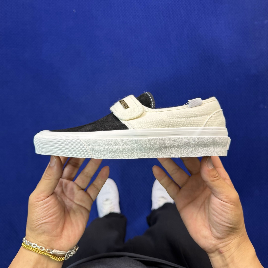 虎扑版！Vans Slip-On 绑带低帮 146VFOG联名米白纯原级别外贸订单！万斯经典 硫化帆布板