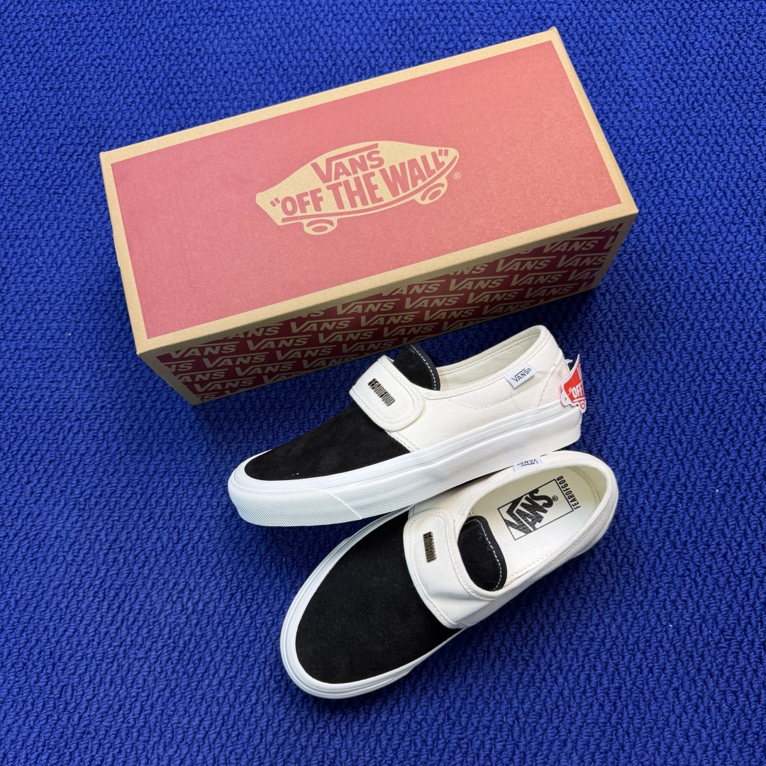 虎扑版！Vans Slip-On 绑带低帮 146VFOG联名米白纯原级别外贸订单！万斯经典 硫化帆布板