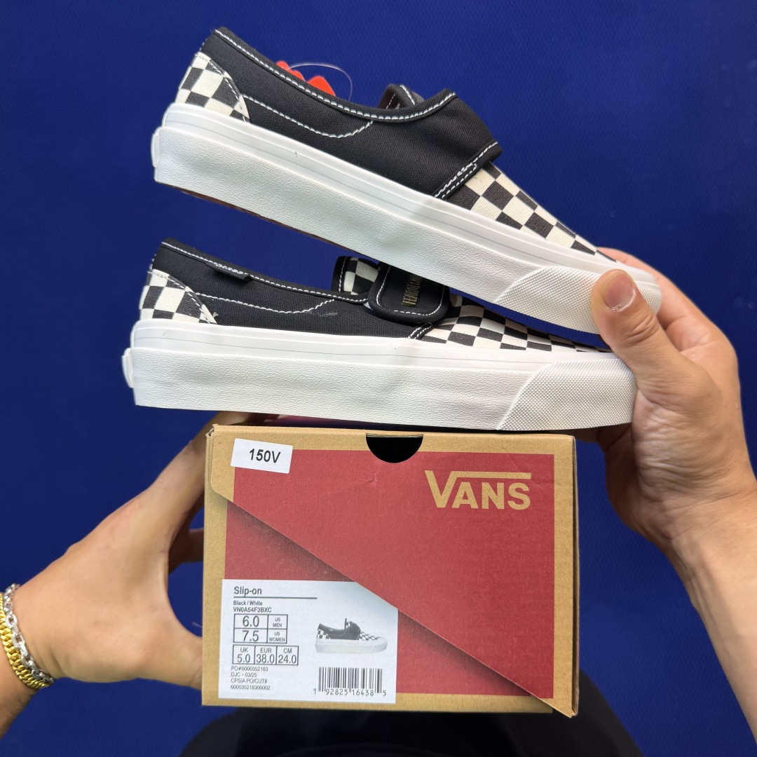 虎扑版！Vans Slip-On 绑带低帮 150VFOG联名米白纯原级别外贸订单！万斯经典 硫化帆布板
