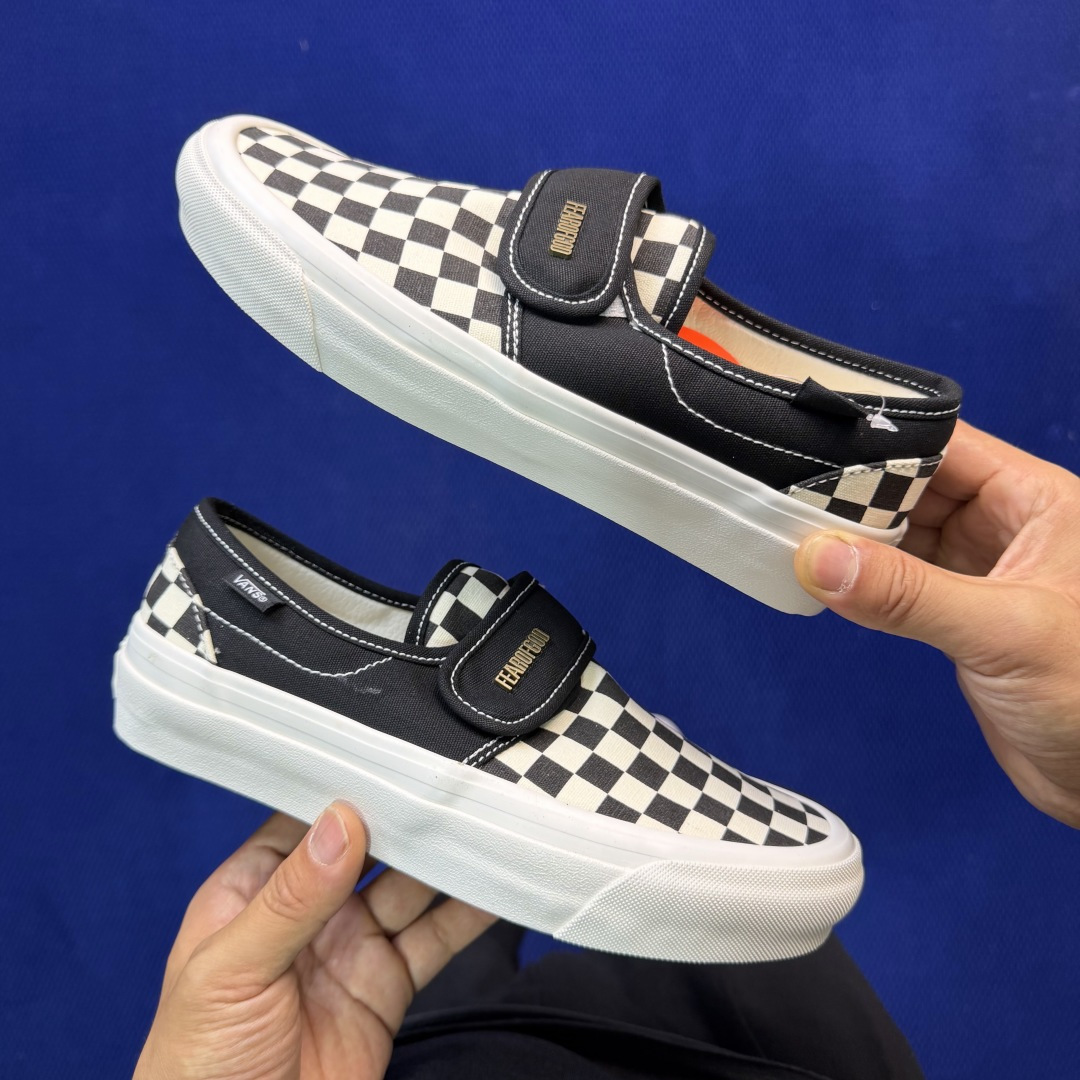 虎扑版！Vans Slip-On 绑带低帮 150VFOG联名米白纯原级别外贸订单！万斯经典 硫化帆布板