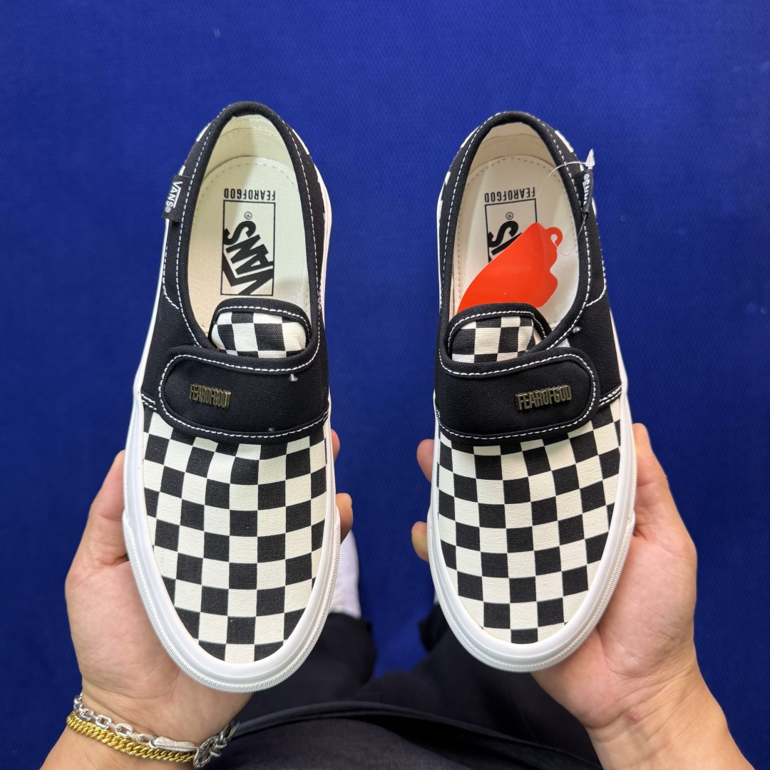 虎扑版！Vans Slip-On 绑带低帮 150VFOG联名米白纯原级别外贸订单！万斯经典 硫化帆布板