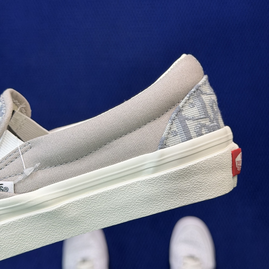 虎扑版！Vans Slip-On 低帮 5-20Dior联名米白纯原级别外贸订单！万斯经典 硫化帆布板鞋
