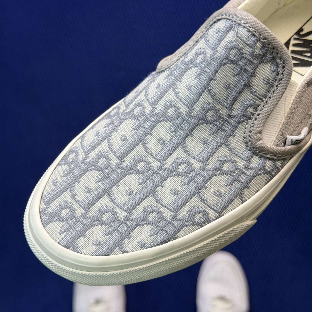 虎扑版！Vans Slip-On 低帮 5-20Dior联名米白纯原级别外贸订单！万斯经典 硫化帆布板鞋