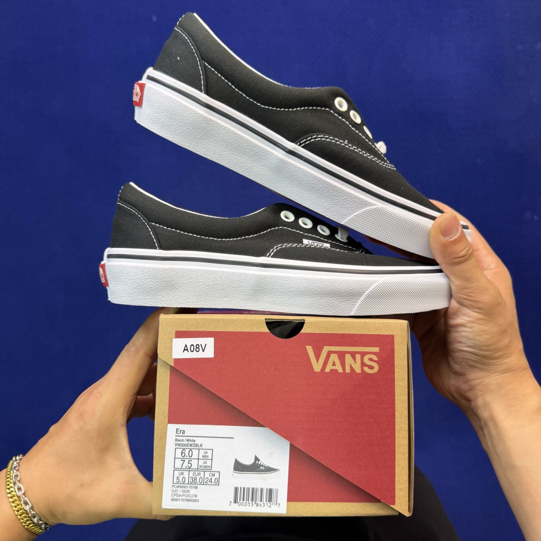 虎扑版！Vans Era 低帮 A08V纯原级别外贸订单！万斯经典 硫化帆布板鞋正品海鸥线 鞋头包边完美