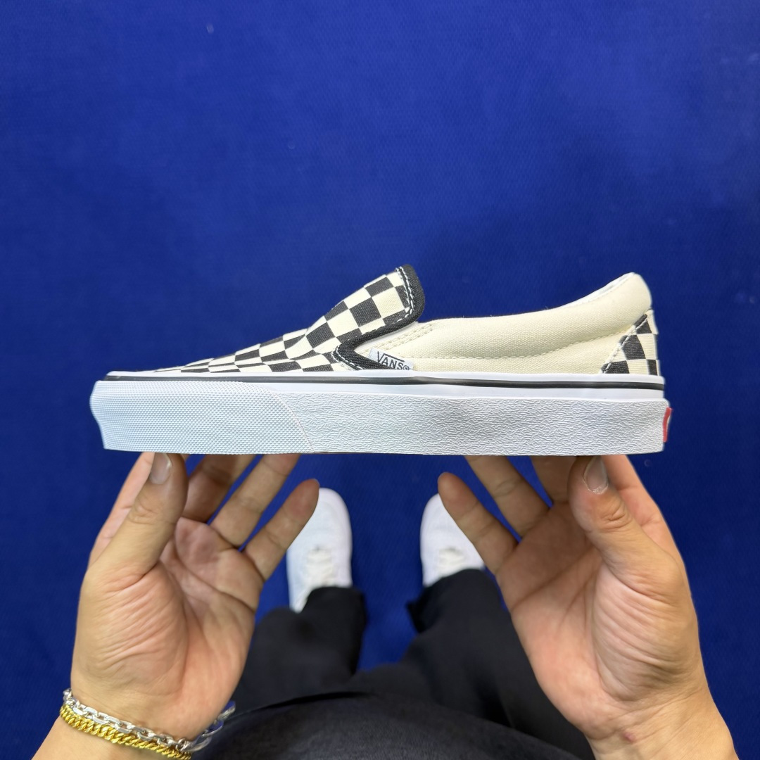 虎扑版！Vans Slip-On 低帮 042VDior联名米白纯原级别外贸订单！万斯经典 硫化帆布板鞋